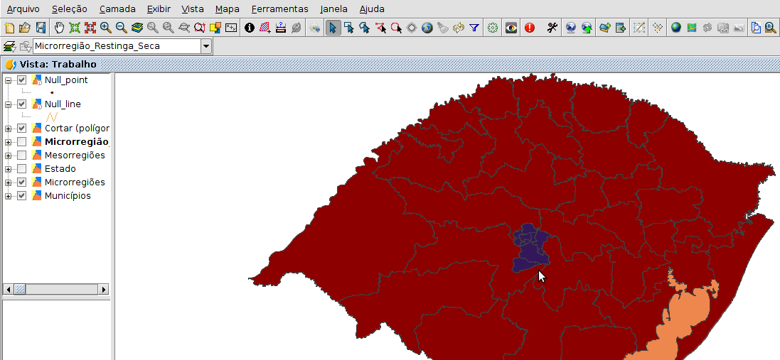 Resultado final do geoprocesso Cortar