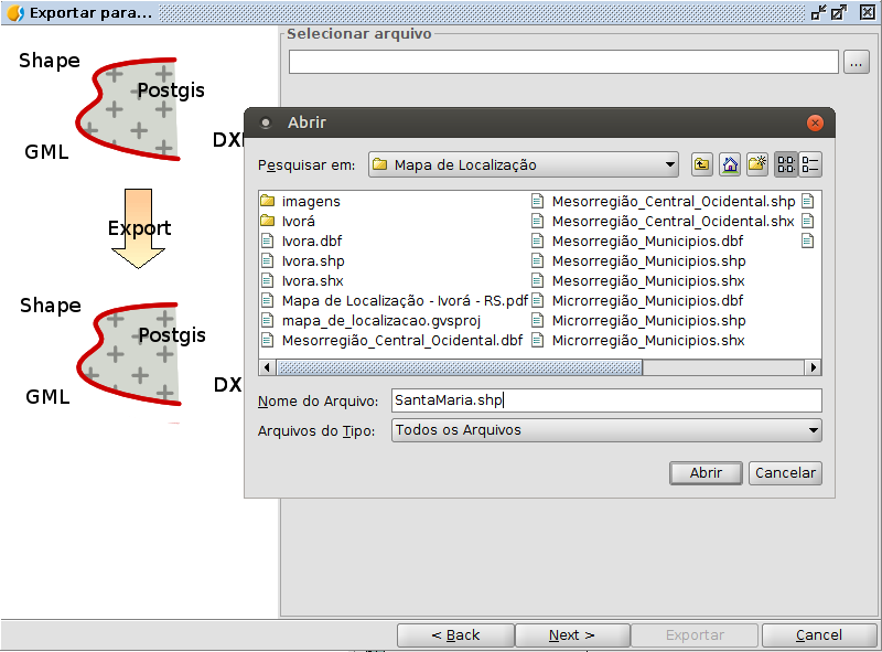 Definindo o nome do arquivo a exportar