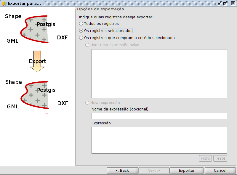 Exportando apenas as feições selecionadas