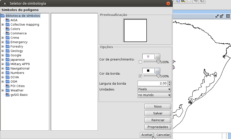 Definindo estilo para os polígonos