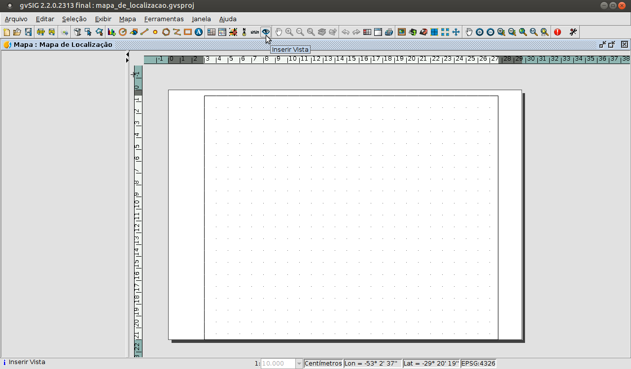Área de trabalho do modo Mapa