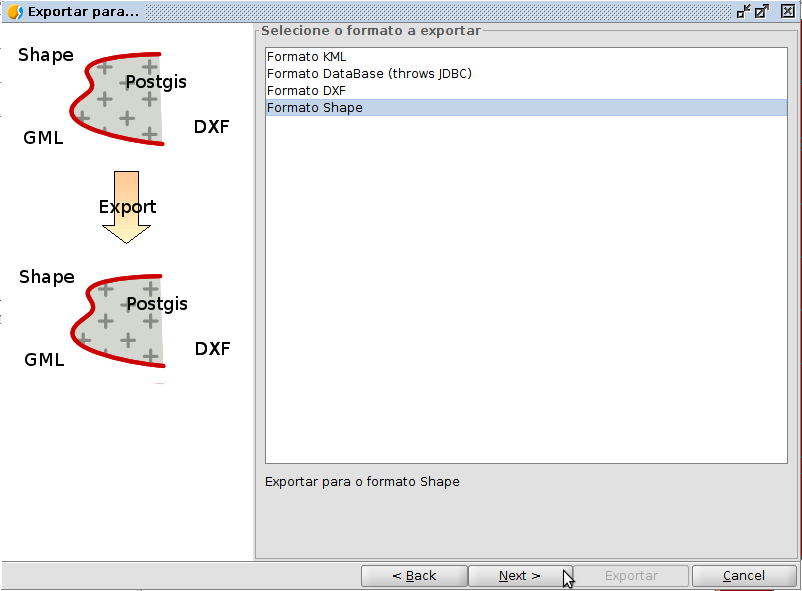 Janela "Exportar para..."