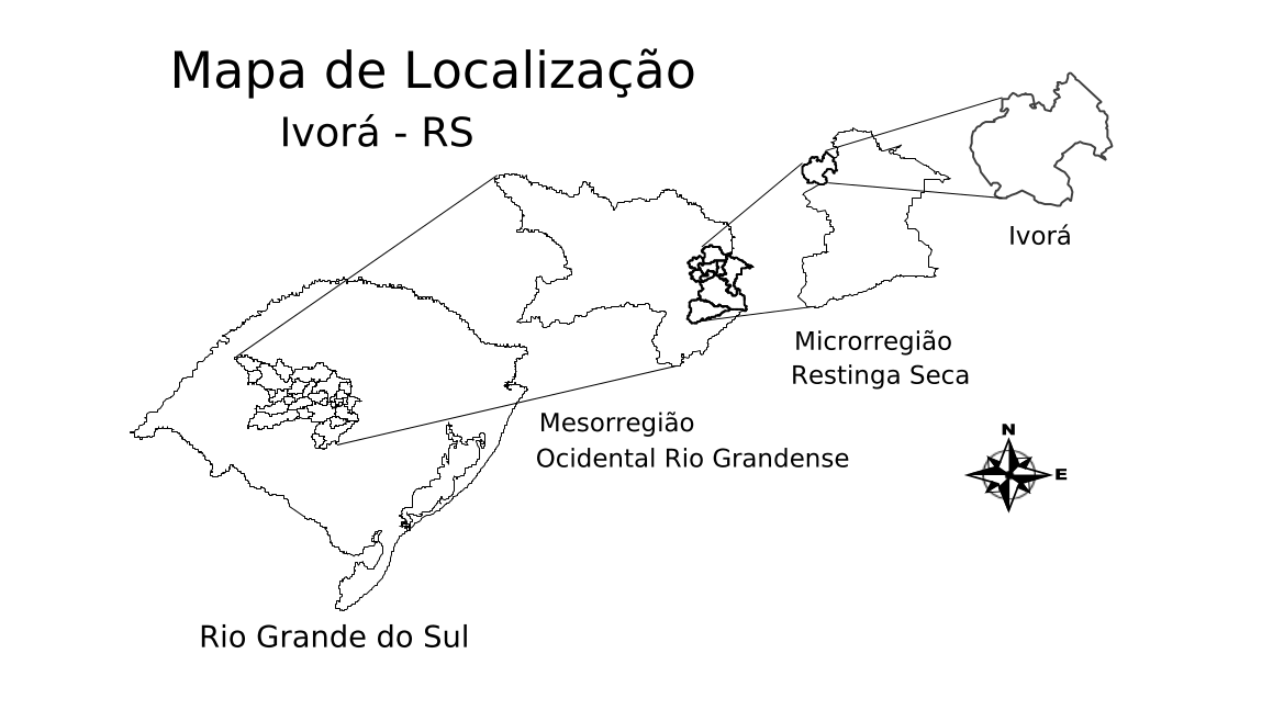 Resultado final do mapa de localização executado através do gvSIG